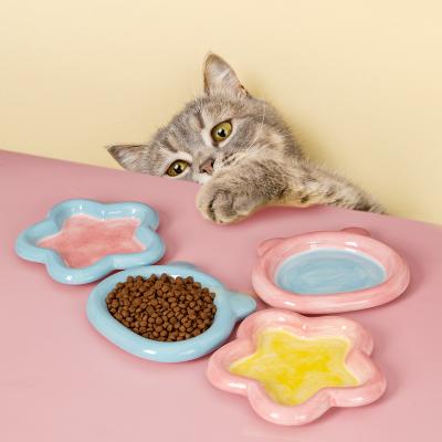 China Non-automatic Actions Factory Ceramic Cat Bowls Protect Cat's Thorn Free Stress Prevent High Vomiting Cat Food Bowl For Food Water for sale