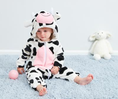 China Ready To Ship Ready To Ship FREE SAMPLE Boutique Cute Cow Pattern Baby Summer Outfits Infant Clothing Baby Ruffle Romper for sale