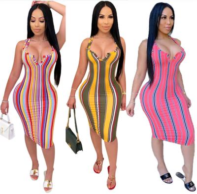 China Breathable Breathable Women Spring Slim Fit Summer Fashion Suspender Print Dress for sale