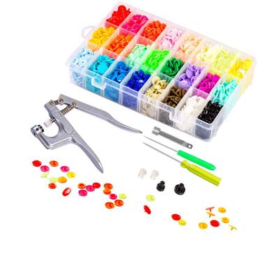 China 360 Sets 24-Colors Plastic Dry Cleaning Snaps Snaps with Pliers Sewing Snaps Snaps Kit for Sewing Apparel Crafting for sale