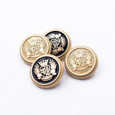 China Nickel Free Metal Button With Alloy Gold Plating Garment Accessories 25mm Material High Quality Fashion Designs Button For Clothes for sale