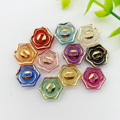 China Viable Selling Transparent Acrylic Flower Button Two Hole Colorful Plastic Buttons for sale