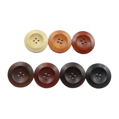 China Sustainable Fancy Custom Shirt Wood Buttons Four Holes Coffee Wood Buttons 25MM for sale