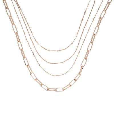 China 2021 new high quality fashion hot sale fashion women's simple hip-hop trend jewelry gorgeous 4 layer chain gold plated necklace for sale