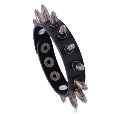 China 2021 Hot Selling Men's Leather Bracelet Personality Spike Punk Wholesale High Quality PU Exaggerated Bracelet FASHIONABLE for sale