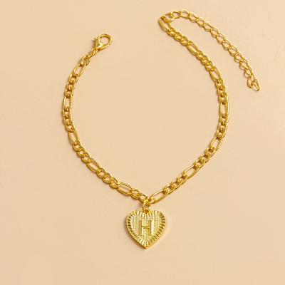 China TRENDY Gold Heart Anklet Lady Fashion Letter Love Anklet Soft Anklet for sale