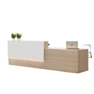 China Modern Convertible Office Furniture Design I Shaped Counter Front Desk Reception Table for sale