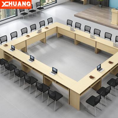 China Foldable High Quality Classic Wooden School Furniture Computer Training Desk Training Table Desk Shelf Furniture for sale