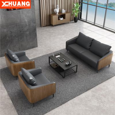 China Wholesale Commercial Black Office Sectional Sofa Convertible Set 1+1+2 Office Room Furniture for sale