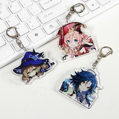 China Promotional Gift Souvenir Personalized Clear Epoxy Holographic Anime Glitter Key Chain Custom Double Sided Printed Acrylic Charms for sale