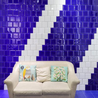 China Living Room Colorful Wall Tiles 15X15cm Treasure Blue Ceramic Glazed Wall Tiles for sale