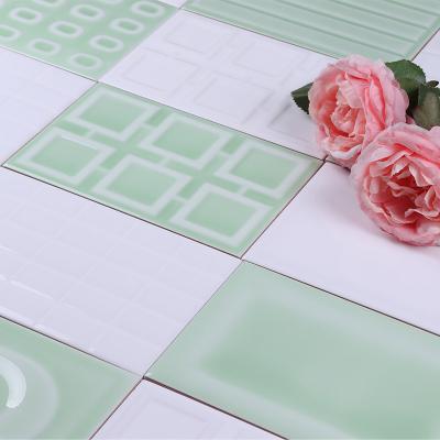 China Light Green Coloured Kitchen Wall Tiles 120x180mm Colorful Mosaic Tile for sale