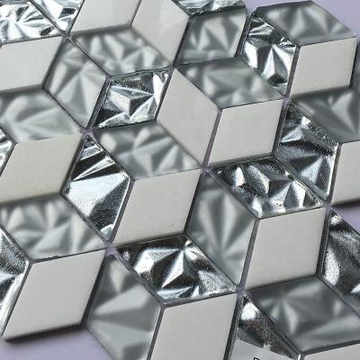 China Non Slip Crystal Glass Mosaic Tiles Washroom Hexagon Shaped Floor Tile 300X300 for sale