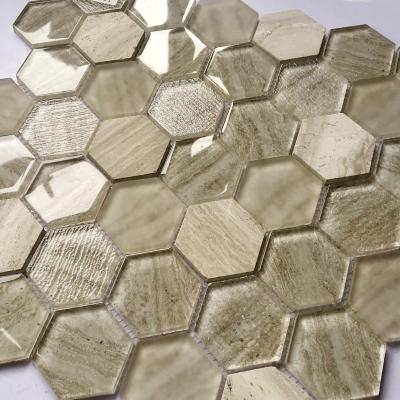 China Glass Mosaic Wall Tiles Interior Decoration Bathroom Hexagon And Square Tile for sale