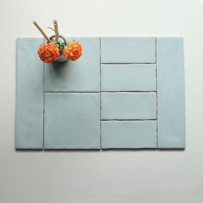 China Waterproof Backsplash Wall Brick Tiles Sky Blue Color for sale