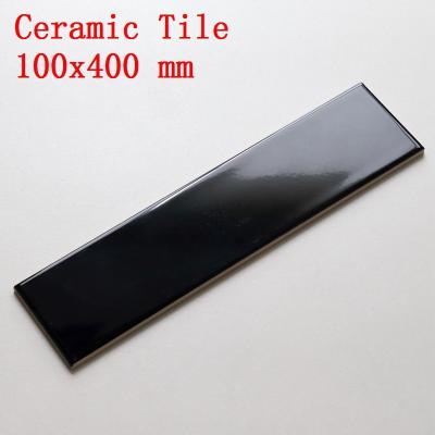 China 100x400 Black And White Ceramic Subway Tile For Kitchen / Bathroom / Balcony / Toilet Wall Decor for sale