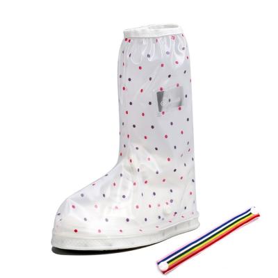 China Dot Printing Women Half Boots PVC Rain Shoe Waterproof Dustproof Cover for sale