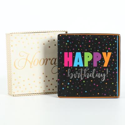 China Custom Recyclable Custom Square Happy Birthday Fold Gift Box Gift Bag Packaging For Letter for sale