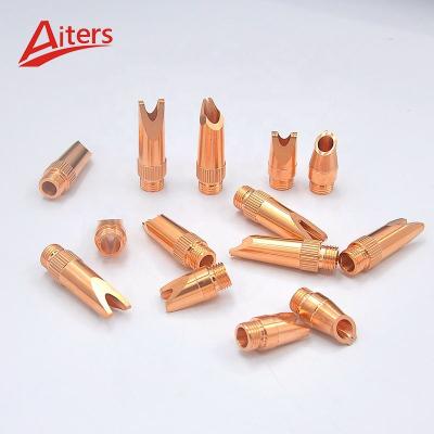 China 25mm Short Kirin Laser Welding Nozzle 40mm Long Handheld Laser Welder Copper Nozzle With Oblique Opening Tips for sale