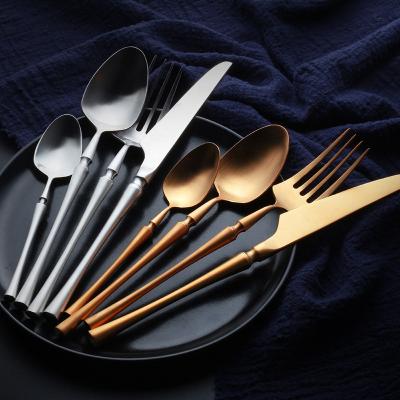 China Sustainable Multicolor Stainless Steel Dinner Knife Fork Spoon Gold Cutlery Dinnerware Set for sale