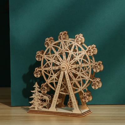 China DIY PLAY 2022 Hot Running Toy Factory Europe USA Ferris Wheel Woodcraft Construction Kit 3D Puzzle From Amazon Selling for sale