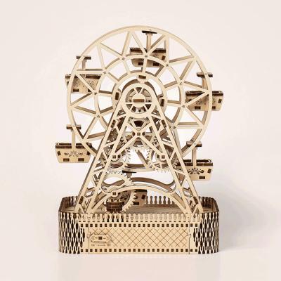 China DIY TOY Custom Adult Children 3D DIY Game Assembly Model Educational Toy Ferris Wheel 3D Jigsaw Wooden Puzzle for sale