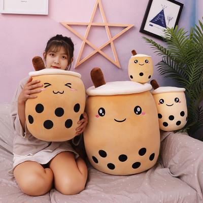 China Creative hot-selling simulation milk tea pillow plush toy girl sofa bed milk tea cup cushion Amazon pearl milk tea pillow funny gift for sale