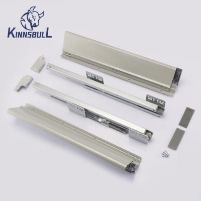 China Kinnsbull Jieyang Manufacture Modern Undermount Hanging 3 Fold Triple Extension SUS 201/304 Stainless Steel Ball Uncovering Drawer Slide for sale