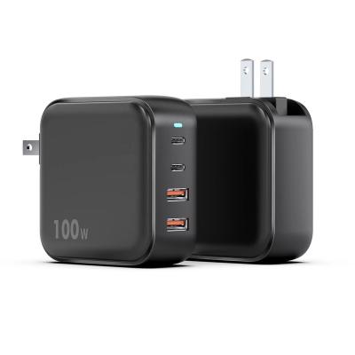 China Fast Charging 100W USB C Charger 100W Power Adapter 4 Ports Palladium GaN USB-C Fast Charging Type C Fast Charger 100W Charging Travel Adapter For MacBook Xiaomi for sale