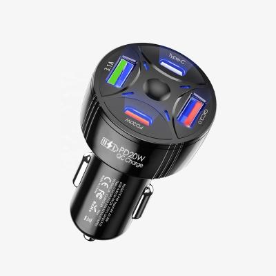 China 55W 4 Ports Custom Speed ​​Custom Car Charger Dual USB Fast Charging Type C PD Car Drinking Charger Adapter Car Charger Suppliers for sale