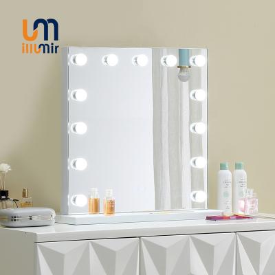 China Illumir Lighted Led Luxury Vanity Makeup Hollywood Mirror Lighted Makeup Desk Mirror for sale