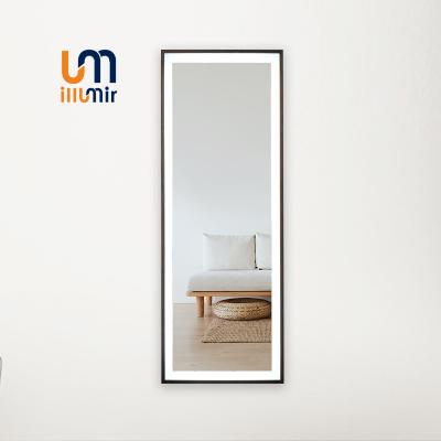 China Artisan ILLUMIR Rectangle Floor Body Led Lighted Full Body Mirror Wall Mounted Glass Wall Standing Mirror for sale