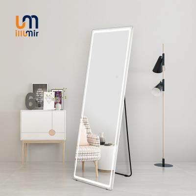 China Craftsman Full-Body Mirror Full Length Led Wall Light Touch Sensor Floor Standing Mirror Wholesale Illuminated Aluminum for sale