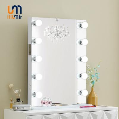 China 1004-02 ILLUMIR Luxury Salon Hollywood Square Desk Vanity Led Light Dressing Table Mirror for sale