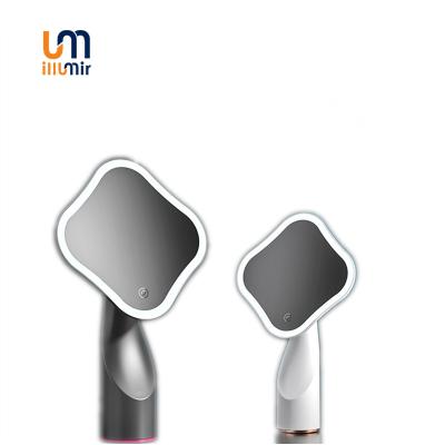 China Pocket Custom Vanity Contract Gift LED Lighted Handheld Cosmetic Magnifying Magnifying Mirror With Lights For Make Up for sale