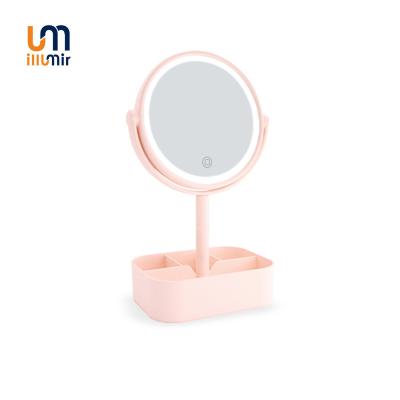 China Rechargeable Lighted USB LED Mini Cosmetic Mirror Makeup Mirror With Touch Switch Control Smart Desktop Mirror for sale