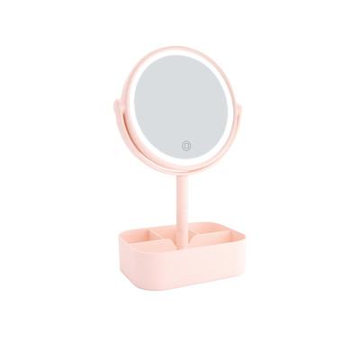 China USB Rechargeable Lighted Makeup Mirror Standing LED Travel Cosmetic Mirror With Touch Switch Control Smart Desktop Mirror for sale