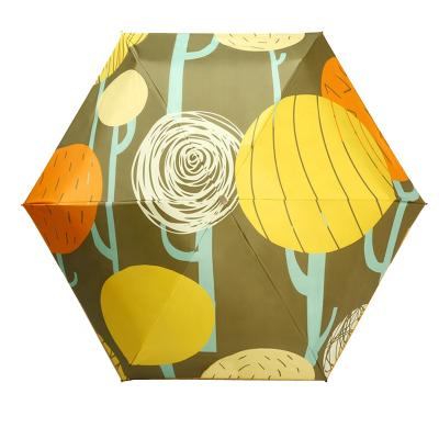 China 2021 new style 5 times mini rainproof and sunproof full color printed colorful windproof umbrella with UV protection for sale