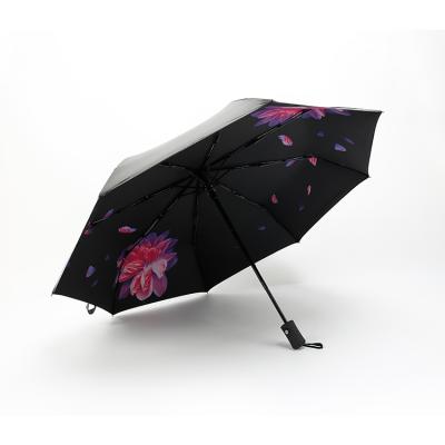 China 3 Folds Automatic Open Close Automatic Windproof Small End Sunshades and Close Pocket Umbrella for sale