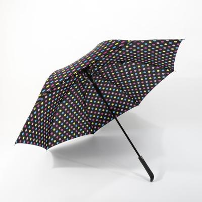 China Wholesale Black Dot Pattern Wind Resistant Polka Golf Auto Open Automobile Large Heavy Duty Umbrella for sale