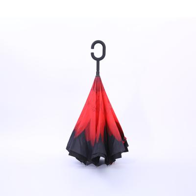 China Manual Portable Parasol Double Layer Reverse C Hook Creative Handle Inverted Umbrella for sale