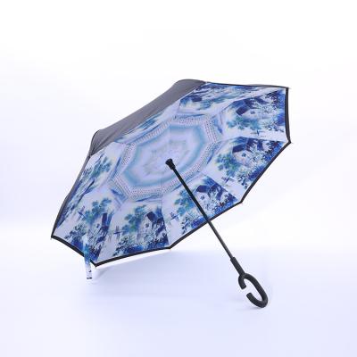 China Parasol Double Layer Smart Folding Manual Personalized Reverse Umbrella Inverted for sale