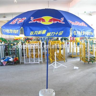 China 2019 Opem Opem Manual Protective Beach Umbrella Huge Outdoor UV Promotional Advertising Parasol for sale