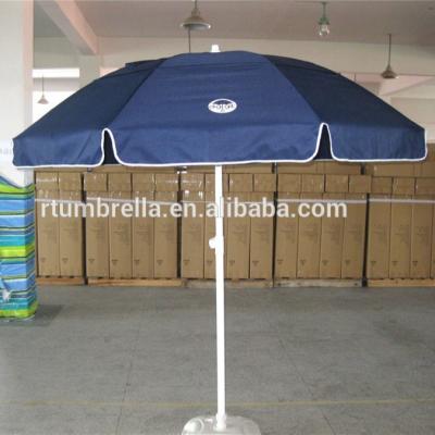 China 2019 High Quality Manual Open Branded Aluminum Rib Open Outdoor Advertising Beach Umbrella With Logo Prints Fringe for sale