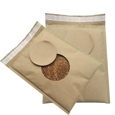 China Made from Custom Paper Fully Recyclable Logo Mailing Bag Cellular Shaped Content 100% Paper Packaging Liner Padded Brown Envelope for Shipping for sale