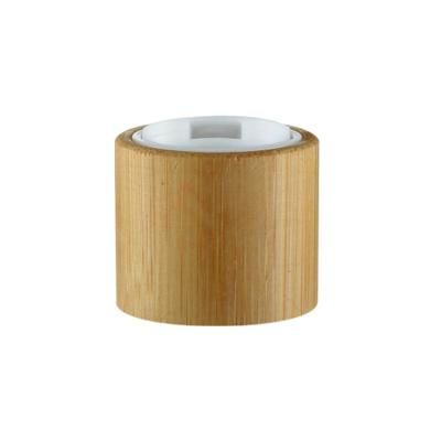 China Non Spill Disc Nature Disc Cap 24/410 Cosmetic Bamboo Plastic Bottle Bamboo Cap Bamboo Plastic Lid for sale