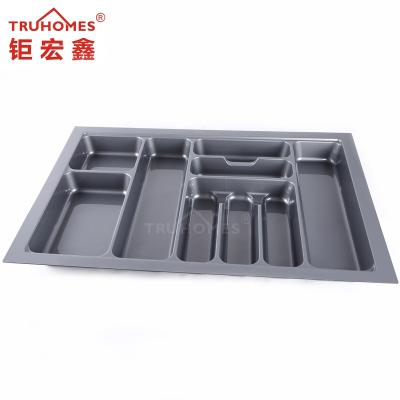 China Sustainable New Household Products Cutlery Tray For Knife And Fork In Cabinet In Gray Metal Color for sale