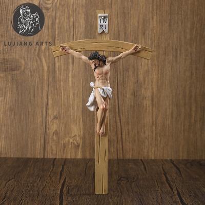 China European Europe Easter Gift Wall Cross Jesus Christ Crucifix Religious Home Decor Resin Indoor Ornament for sale