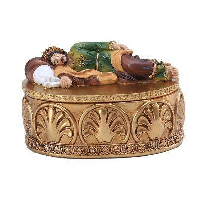 China St Joseph Trinket Desktop Decorative Boxes St Joseph Resin Catholic Gifts Memorial Europe Sleep Box St Joseph Statue Golden Rosary Europe for sale