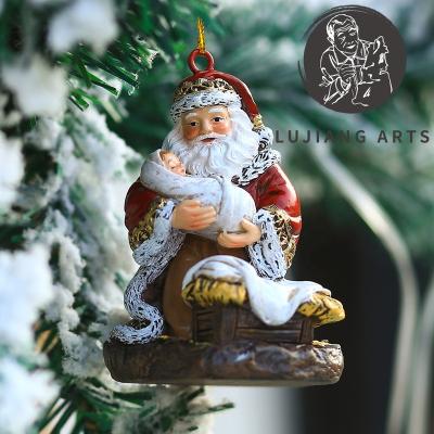 China European Christmas Tree Decoration Santa Ornament Figurine Christmas Gift Resin Ornament for sale